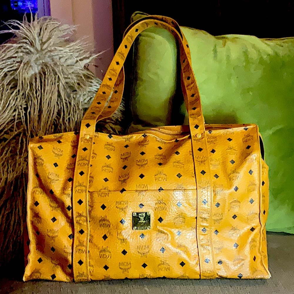 MCM Cognac Visetos XL Tote / Weekender Bag